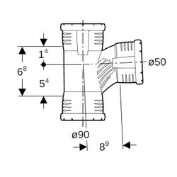 Geberit Silent-Pro Carve Abzweig 87,5 Grad, 3 Muffen, 90/50mm... GEBERIT-393446141 4025410709240 (Abb. 1)