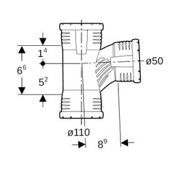 Geberit Silent-Pro Carve Abzweig 87,5 Grad, 3 Muffen, 110/50mm... GEBERIT-393546141 4025410709264 (Abb. 1)
