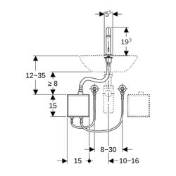 Geberit Piave Waschtischarmatur, Standmontage, Batteriebetrieb, mit AP-Funktionsbox,... GEBERIT-116168SN1 4025410064806 (Abb. 1)