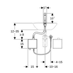 Geberit Brenta Waschtischarmatur, Standmontage, Batteriebetrieb, mit AP-Funktionsbox... GEBERIT-116173SN1 4025410064844 (Abb. 1)