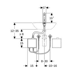 Geberit Brenta Waschtischarmatur, Standmontage, Generatorbetrieb, mit AP-Funktionsbo... GEBERIT-116176SN1 4025410064882 (Abb. 1)