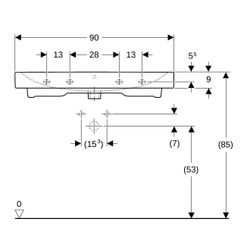Geberit iCon Waschtisch, Breite 90cm, Tiefe 48,5cm, Hahnloch mittig, Überlauf sichtb... GEBERIT-124090600 4022009304367 (Abb. 1)