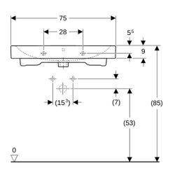 Geberit iCon Waschtisch, Breite 75cm, Tiefe 48,5cm, Hahnloch mittig, Überlauf sichtb... GEBERIT-124075000 4022009304336 (Abb. 1)