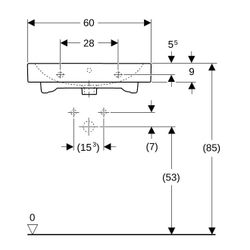 Geberit iCon Waschtisch, Breite 60cm, Tiefe 48,5cm, Hahnloch mittig, Überlauf sichtb... GEBERIT-124060600 4022009304329 (Abb. 1)