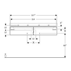 Geberit Xeno2 Unterschrank für Waschtisch mit, B ab 120cm, 2 Schubladen, 117,4x22x46... GEBERIT-500517431 4025416610298 (Abb. 1)