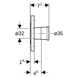 Geberit Mapress Edelstahl Flansch PN 10/16, mit Pressmuffe D 35mm, DN 32... GEBERIT-33736 4024723337362 (Abb. 1)