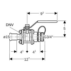 Geberit Mapress Edelstahl Kugelhahn mit Betätigungshebel, Schlauchanschluss, geflanscht ... GEBERIT-92110 4024723921103 (Abb. 1)