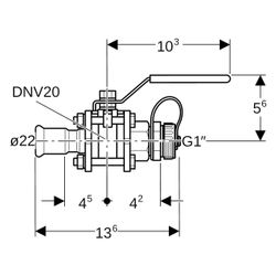 Geberit Mapress Edelstahl Kugelhahn mit Betätigungshebel, Schlauchanschluss, geflanscht ... GEBERIT-92112 4024723921127 (Abb. 1)