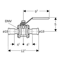 Geberit Mapress Edelstahl Kugelhahn mit Betätigungshebel, geflanscht Außendurchmesser 18... GEBERIT-92101 4024723921011 (Abb. 1)