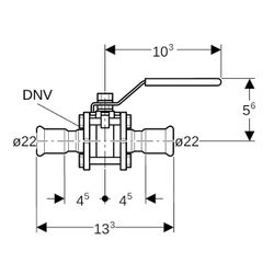 Geberit Mapress Edelstahl Kugelhahn mit Betätigungshebel, geflanscht Außendurchmesser 22... GEBERIT-92102 4024723921028 (Abb. 1)