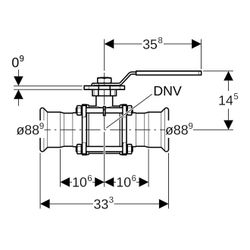 Geberit Mapress Edelstahl Kugelhahn mit Betätigungshebel, geflanscht Außendurchmesser 88... GEBERIT-92108 4024723921080 (Abb. 1)
