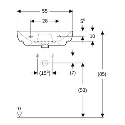 Geberit Smyle Waschtisch, Breite 55cm, Tiefe 48cm, Hahnloch mittig, Überlauf sichtba... GEBERIT-500227011 4025416520283 (Abb. 1)