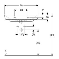 Geberit Smyle Waschtisch, Breite 70cm, Tiefe 48cm, Hahnloch mittig, Überlauf sichtba... GEBERIT-500248011 4025416522546 (Abb. 1)