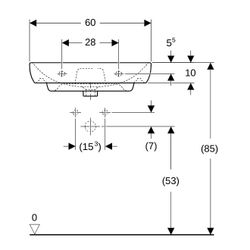 Geberit Smyle Waschtisch, Breite 60cm, Tiefe 48cm, Hahnloch mittig, Überlauf sichtba... GEBERIT-500228018 4025416358213 (Abb. 1)