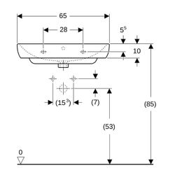 Geberit Smyle Waschtisch, Breite 65cm, Tiefe 48cm, Hahnloch mittig, Überlauf sichtba... GEBERIT-500230018 4025416430117 (Abb. 1)