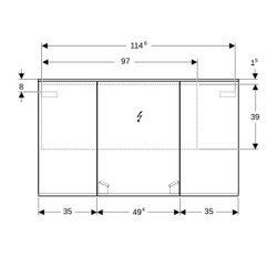 Geberit Option Plus Spiegelschrank, Beleuchtung, 3 Türen, 120x70x17,2cm, CEE 7/4,7/3... GEBERIT-500592001 4025416533986 (Abb. 1)
