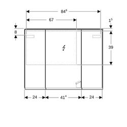 Geberit Option Plus Spiegelschrank, Beleuchtung, 3 Türen, 90x70x17,2cm, CEE 7/4,7/3,... GEBERIT-500594001 4025416534013 (Abb. 1)