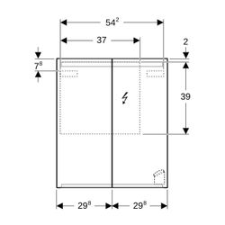 Geberit Option Spiegelschrank, Beleuchtung, 2 Türen, 60x70x15cm, CEE 7/4,7/3, verspi... GEBERIT-500582001 4025416533832 (Abb. 1)