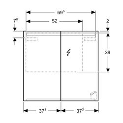 Geberit Option Spiegelschrank mit Beleuchtung, zwei Türen 75x70x15cm Korpus außen ve... GEBERIT-500205001 4025416359777 (Abb. 1)