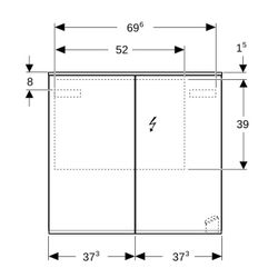 Geberit Option Plus Spiegelschrank mit Beleuchtung zwei Türen 75x70x17,2cm Korpus au... GEBERIT-500206001 4025416356851 (Abb. 1)