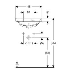 Geberit Acanto Handwaschbecken, 45x16,8x38,2cm, Hahnloch mittig, Überlauf sichtbar, ... GEBERIT-500636012 4022009355338 (Abb. 1)