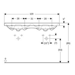 Geberit Acanto Doppelwaschtisch, Breite 120cm, Tiefe 48,2cm, ohne Hahnloch, Überlauf... GEBERIT-500628012 4022009352900 (Abb. 1)