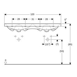 Geberit Acanto Doppelwaschtisch, Breite 120cm, Tiefe 48,2cm, Hahnloch mittig, Überla... GEBERIT-500627012 4022009352894 (Abb. 1)