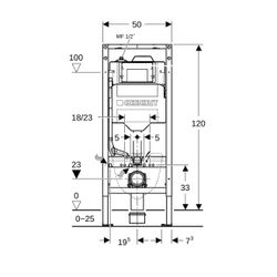 Geberit Duofix Element für Wand-WC, 120cm, mit Sigma UP-Spülkasten 12cm, mit HS50 Hy... GEBERIT-111076002 4064746029141 (Abb. 1)
