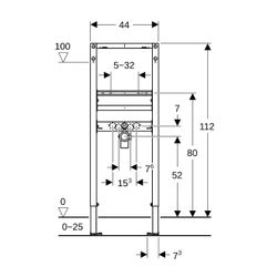 Geberit Duofix Element für Waschtisch, 112cm schmale Ausführung, Standarmatur... GEBERIT-111266002 4064746029349 (Abb. 1)