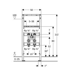Geberit Duofix Element für Waschtisch 112cm Metall-/Holzständerw., Standarmatur 2 Wa... GEBERIT-111473002 4064746030000 (Abb. 1)