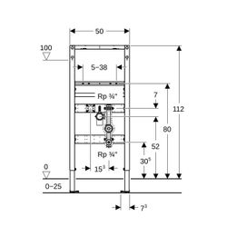 Geberit Duofix Element für Waschtisch, 112cm, Standarmatur mit Wasserzählerstrecke, ... GEBERIT-111077002 4064746029158 (Abb. 1)