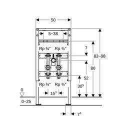 Geberit Duofix Element für Waschtisch, 82-98cm, Standarmatur mit 2 Wasserzählerstrec... GEBERIT-111028002 4064746029059 (Abb. 1)