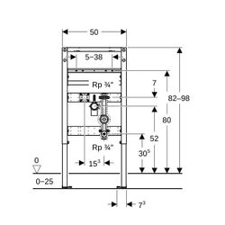 Geberit Duofix Element für Waschtisch, 82-98cm, Standarmatur mit Wasserzählerstrecke... GEBERIT-111078002 4064746029165 (Abb. 1)