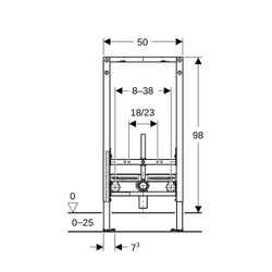 Geberit Montageelement Duofix für Bidet, 98x50x10cm, Stahl, beschichtet... GEBERIT-111535002 4064746030260 (Abb. 1)