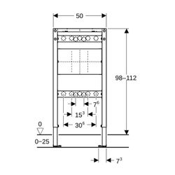 Geberit Duofix Element für Dusche, Badewanne 98-112cm, für Metall-, Holzständerwände... GEBERIT-111780002 4064746031168 (Abb. 1)