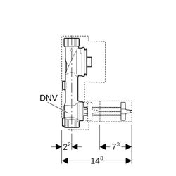 Geberit Wasserzählerstrecke mit Unterputz-Kugelhahn, Rp 3/4″, PN 10 bar, Rotguss ble... GEBERIT-616003001 4025416594529 (Abb. 1)