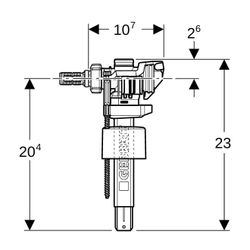 Geberit Füllventil Typ 383 Wasseranschluss seitlich 3/8", Nippel aus Messing, für Un... GEBERIT-240705005 4064746036972 (Abb. 1)