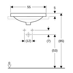 Geberit VariForm Einbauwaschtisch, oval, Breite 55cm, Tiefe 40cm, ohne Hahnloch, Übe... GEBERIT-500717012 4025416835202 (Abb. 1)