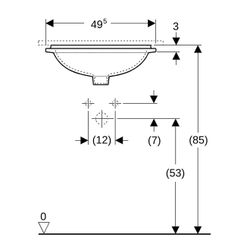 Geberit VariForm Unterbauwaschtisch oval Breite 42cm, Tiefe 42cm, ohne Hahnloch, Übe... GEBERIT-500749012 4025416771753 (Abb. 1)