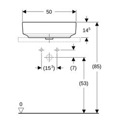 Geberit VariForm Aufsatzwaschtisch, elliptisch, Hahnlochbank, B 50cm T 40cm Hahnloch... GEBERIT-500776002 4025416303084 (Abb. 1)