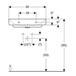 Geberit ONE Waschtisch Abgang vertikal, Breite 60cm, Tiefe 48cm, ohne Hahnloch, ohne... GEBERIT-505021011 4025410953681 (Abb. 1)