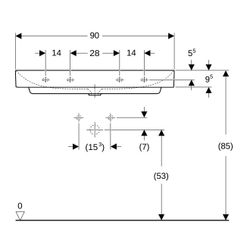 Geberit ONE Waschtisch Abgang vertikal, Breite 90cm, Tiefe 48cm, ohne Hahnloch, ohne... GEBERIT-505021013 4025410953704 (Abb. 1)