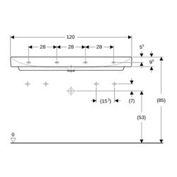 Geberit ONE Waschtisch Abgang vertikal, Breite 120cm, Tiefe 48cm, Hahnloch links, re... GEBERIT-505022015 4025410953742 (Abb. 1)