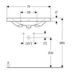 Geberit Acanto Waschtisch mit Ablagefläche, Breite 75cm, Tiefe 48,2cm, Hahnloch mitt... GEBERIT-500622012 4022009355321 (Abb. 1)