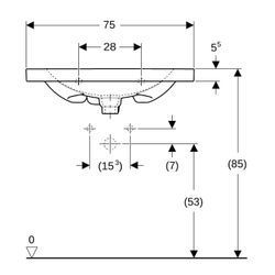 Geberit Acanto Waschtisch verk. Ausladung, Ablagefläche, B 75cm T 42,2cm Hahnloch mi... GEBERIT-500632018 4022009353112 (Abb. 1)