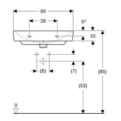 Geberit Renova Compact Waschtisch, Breite 60cm, Tiefe 37cm, Hahnloch mittig, Überlau... GEBERIT-226160000 4022009327212 (Abb. 1)