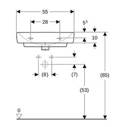 Geberit Renova Compact Waschtisch, Breite 55cm, Tiefe 37cm, Hahnloch mittig, Überlau... GEBERIT-226155600 4022009329193 (Abb. 1)