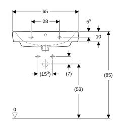 Geberit Renova Compact Waschtisch, Breite 65cm, Tiefe 40cm, Hahnloch mittig, Überlau... GEBERIT-501714008 4025410868725 (Abb. 1)
