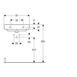 Geberit Renova Compact Waschtisch, 55x37cm, Hahnloch, ohne Überlauf, Weiß... GEBERIT-502998001 4064746008214 (Abb. 1)