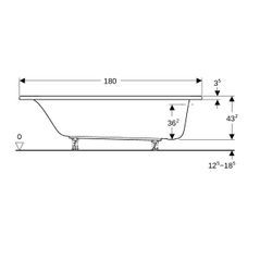 Geberit Renova Rechteckbadewanne 180x80cm, Gesamtvolumen 218l... GEBERIT-554206011 4025410591050 (Abb. 1)